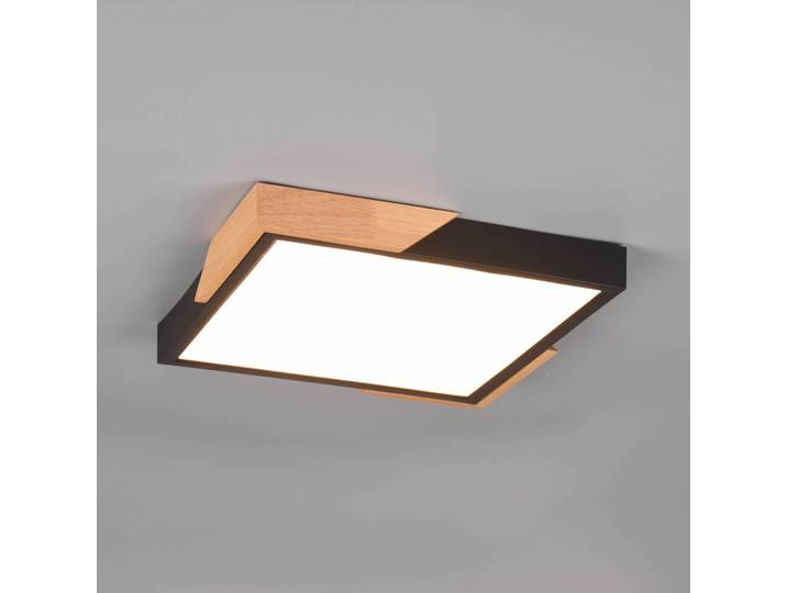Reality Leuchten LED Deckenleuchte Meta, dimmbar, schwarz, für Wohn- / Esszimmer, Kunststoff, Modern