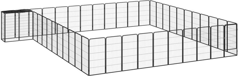 46-tlg. Hundelaufstall Schwarz 50x100cm Stahl Pulverbeschichtet