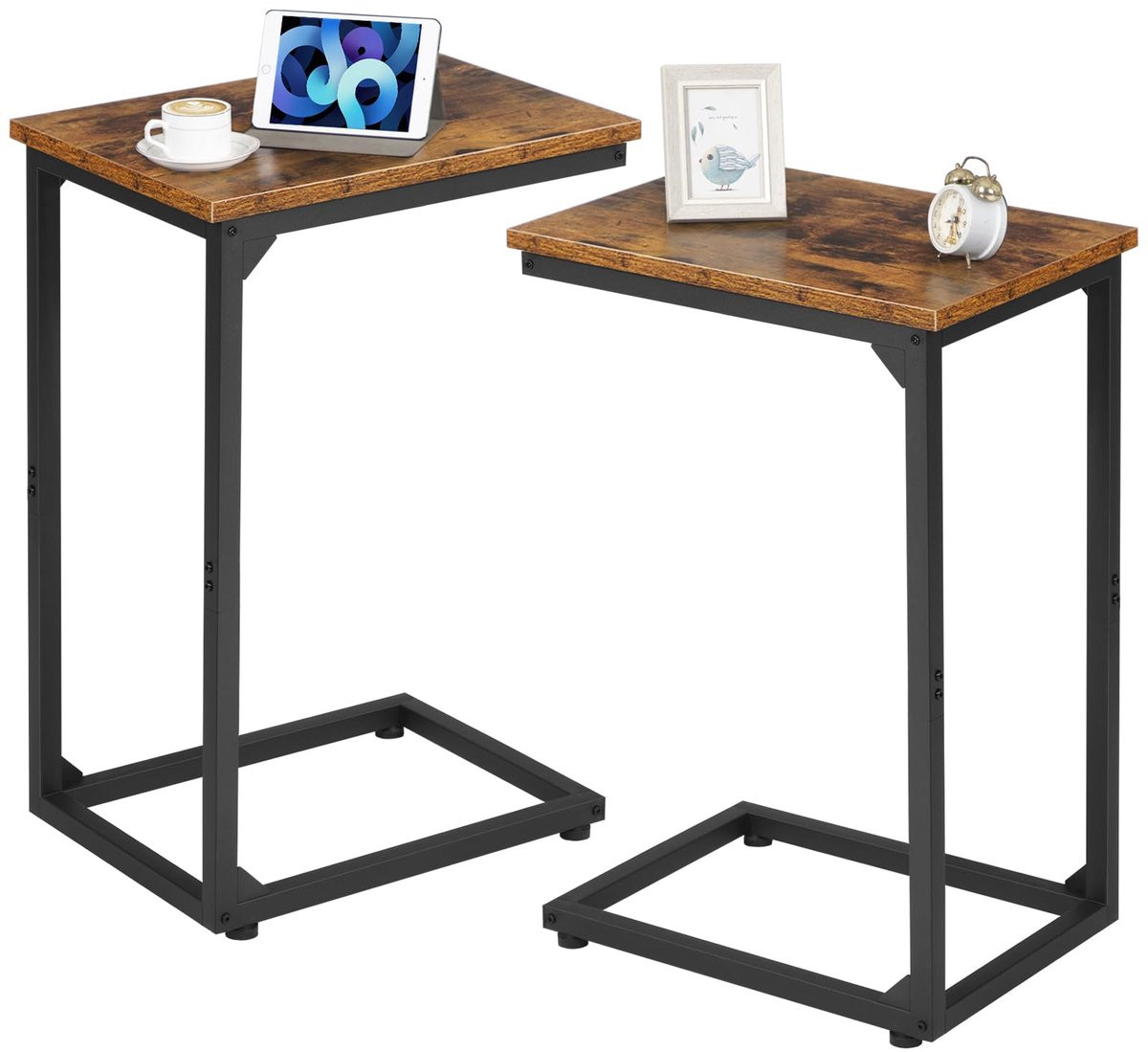Unyqoos Set van twee multifunctionele bijzettafels met modern ontwerp en metalen frame