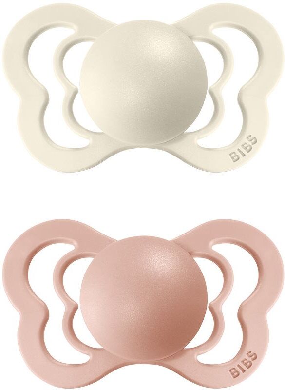 BIBS Couture Natural Rubber Size 1: 0+ months tétine Ivory / Blush 2 pcs