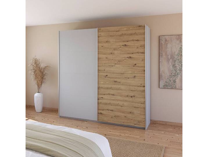 Armoire - Bicolore 226cm Gris/Gris soie