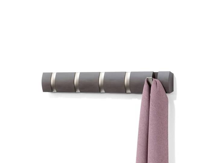 Umbra Flip Garderobenhaken, Platzsparend, 5 Haken, Treibholz/Nickel