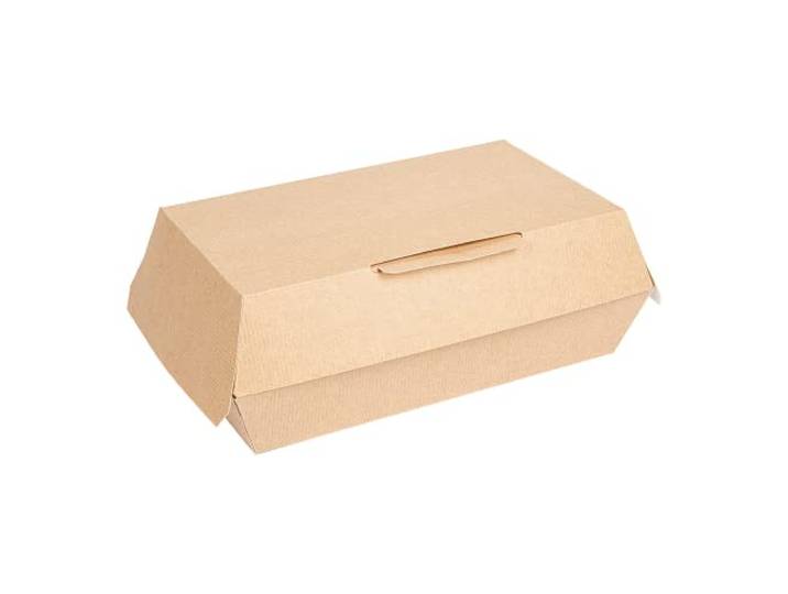 50 Stück - Boxen Lunch Box  Thepack 220 G/M2 22 x 13 x 7,5 cm, Natur, Wellpappe Nano-Micro