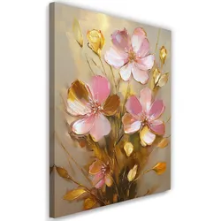 WANDBILD rosa blume gold glamour