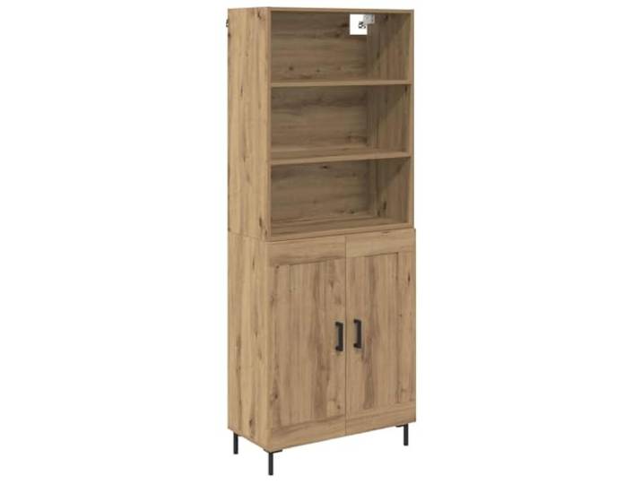 Kaorsrow Highboard Artisan-Eiche 69,5x34x180 cm Holzwerkstoff 2-teilig Schlanker Schrank mit 2 Scharniertüren und geräumigen Ablagefächern für stilvolles Sortieren im Esszimmer und Wohnbereich.
