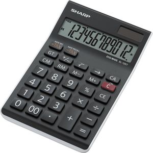 Sharp Taschenrechner EL-125TWH, MwSt-Berechnung, 12-stelliges LC-Display, Solar- & Batteriebetrieb