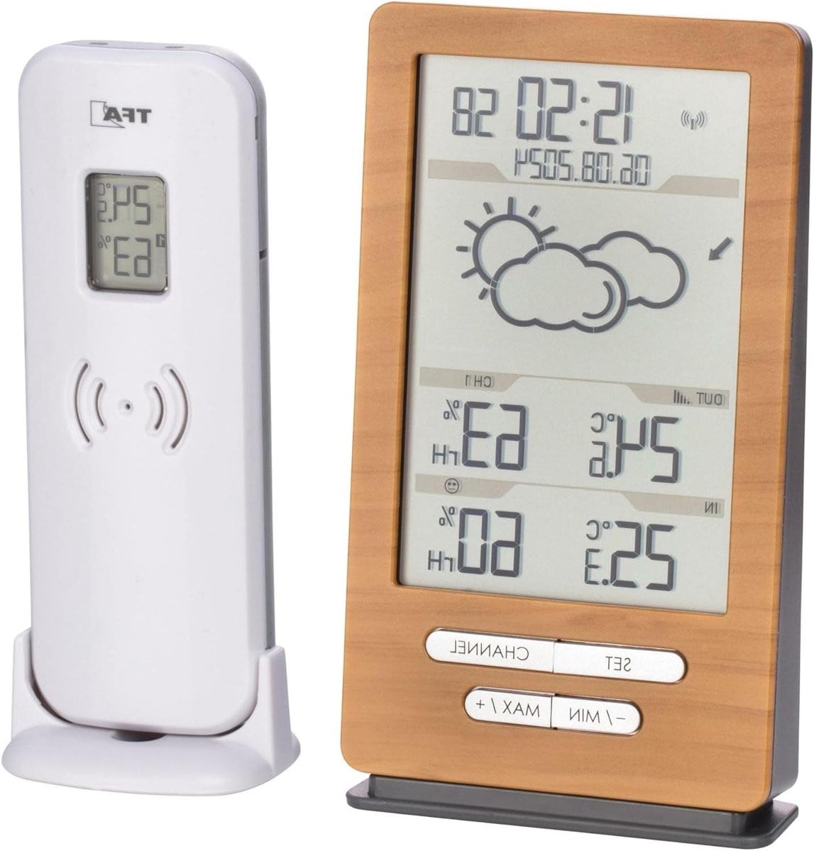 Draadloos Weerstation met Buitensensor en Weersvoorspelling voor Binnen - Zilver
