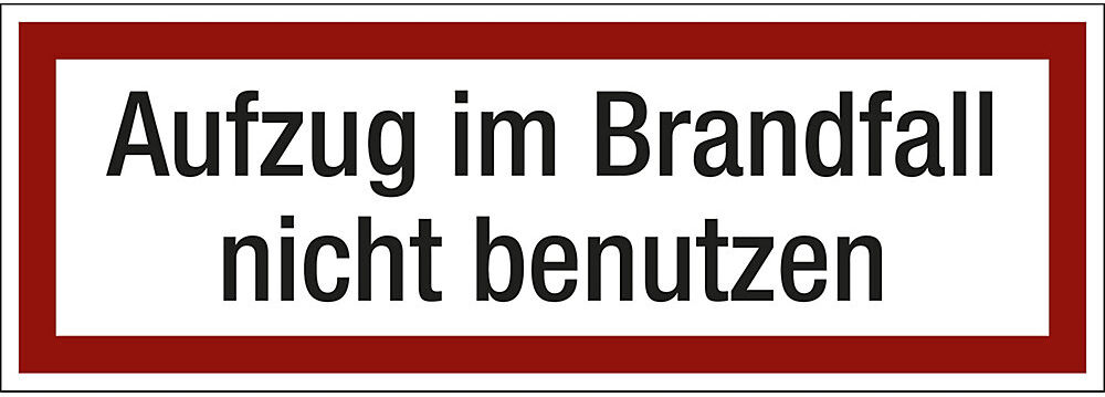 kaiserkraft Brandschutzkennzeichen für die Feuerwehr, Aufzug im Brandfall nicht benutzen, VE 10 Stk, Folie, LxH 148 x 52 mm