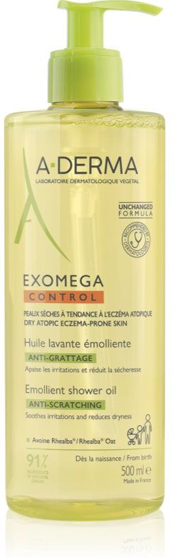 A-Derma Exomega Control Emollient shower oil Geschmeidig machendes Duschöl für trockene bis atopische Haut 500 ml