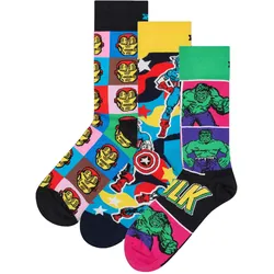 Happy Socks Unisex Socken, 3er Pack - Marvel Avengers, Motivsocken, Baumwollmischung, Geschenkbox MARVEL Avengers / 41-46
