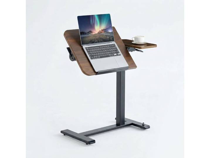 Bureau assis-debout mobile rabattable MUSSO D5 - noyer