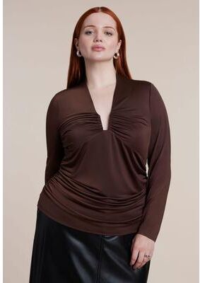 Plus Size Women's Shirred Square Neck Wire Top by ELOQUII in Shaved Chocolate (Size 18/20)
