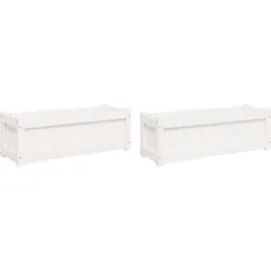 Helloshop26 - Pflanzkasten Hochbeet Blumenbeet Garten Terrasse 2er-Set massives weißes Kiefernholz 02_0039036
