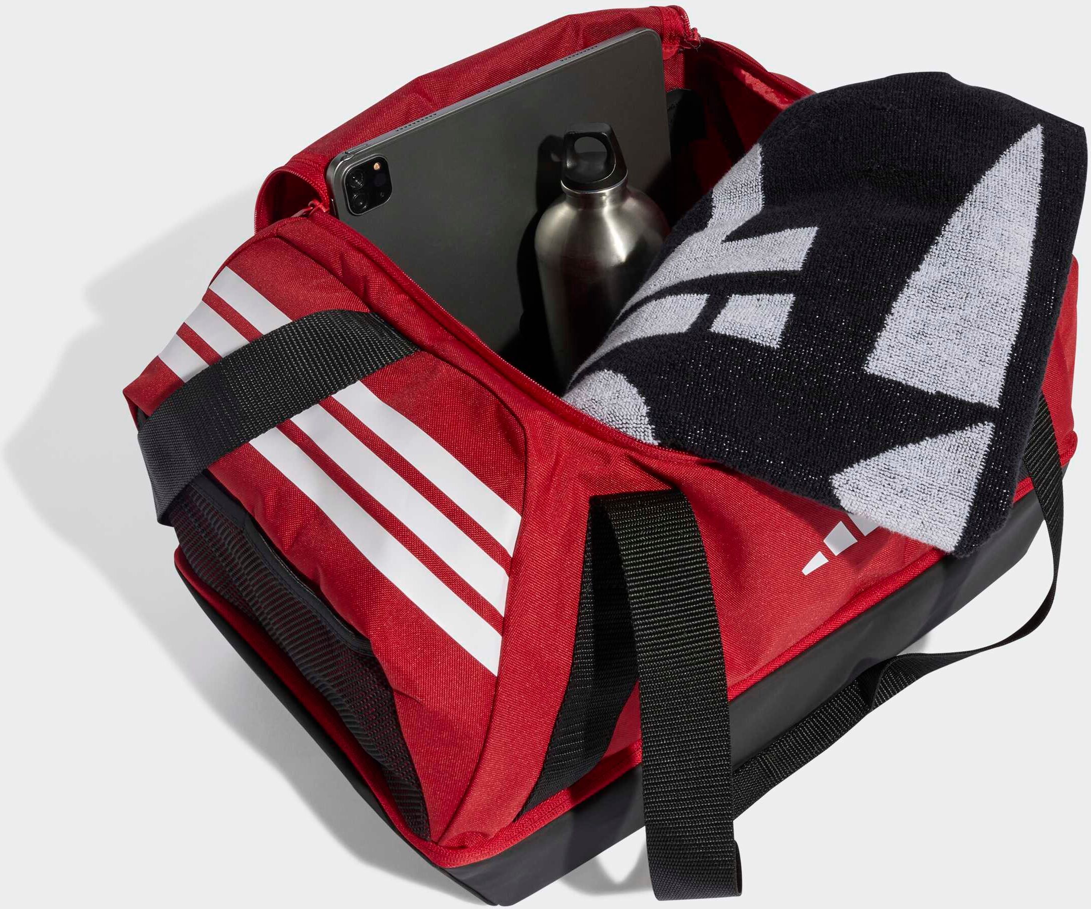 Sporttasche ADIDAS PERFORMANCE "TIRO DUFFLEBAG S MIT BODENFACH", Damen, rot (team power rot 2, weiß), Obermaterial: 100% Polyester, Taschen Sporttasche team power rot 2, weiß Einheitsgröße