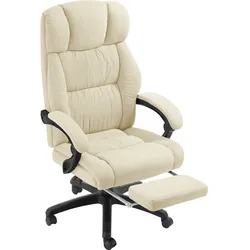 tectake Bürostuhl Jillien mit Fußstütze und Velours  Beige