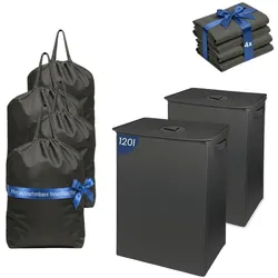 Pfandflaschen Sammelbehälter 120L Dunkelgrau Flaschensammler Lefeld 2er Set