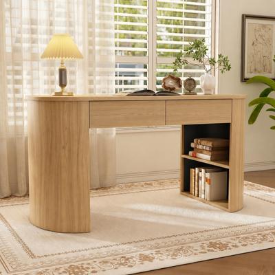 Christopher Knight Home - Quinnie Modern Storage Writing Desk with Drawers and Open Shelves