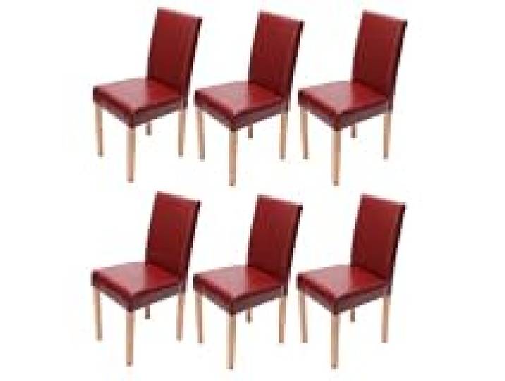 DECOSHOP26 Lot de 6 chaises de Salle à Manger Cuisine en synthétique Rouge Pieds en Bois Clair Design Moderne 04_0000710