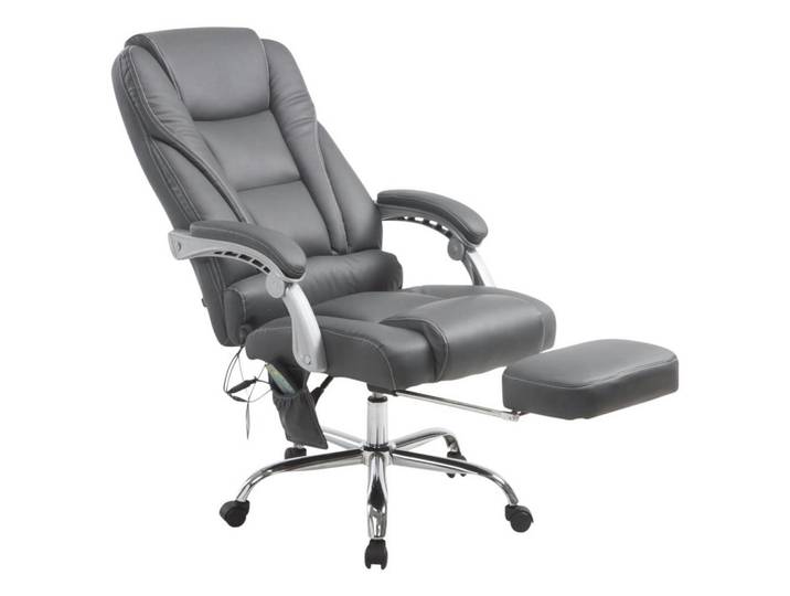 CLP Chefsessel Lederlook grau, Grau, Metall, 68x118x64 cm, Büromöbel, Bürostühle, Chefsessel