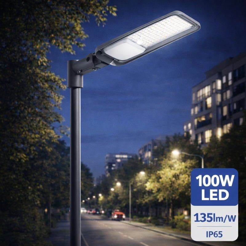 Bemko Luminaire LED Urbain 100W IP65 135lm/W avec Détecteur Crépusculaire - Blanc Neutre 4000K - 5500K