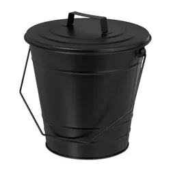 Relaxdays Ascheeimer mit Deckel 7 Liter Schwarz