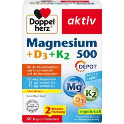 Doppelherz Magnesium 500 + D3 + K2 Depot