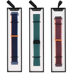 Set von Armbändern für Smartwatch GlacierX Grip Strap Nylon Pflaume + Silikon-Magnetverschluss Waldgrün + Grip Strap Nylon Ozeanblau 22mm