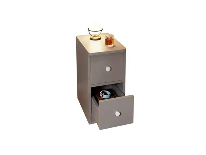 Vielseitig Kleiner grauer Nachttisch Aufbewahrungsschrank Massivholz Sideboard mit 2 Schubladen, Aktenschrank for Wohnzimmer, Schlafzimmer