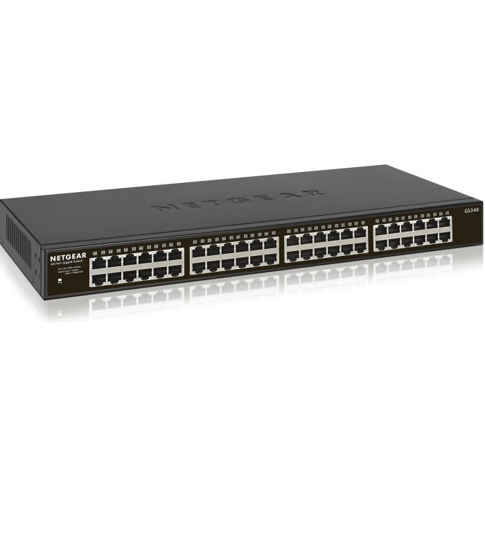 Netgear GS348 Switch nicht verwaltet 48 x 10/100/1000 Desktop an Rack montierbar (GS348-100EUS)