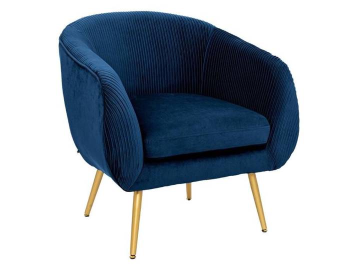 Fauteuil  Solaro  velours plissé bleu - Atmosphera Créateur d'intérieur
