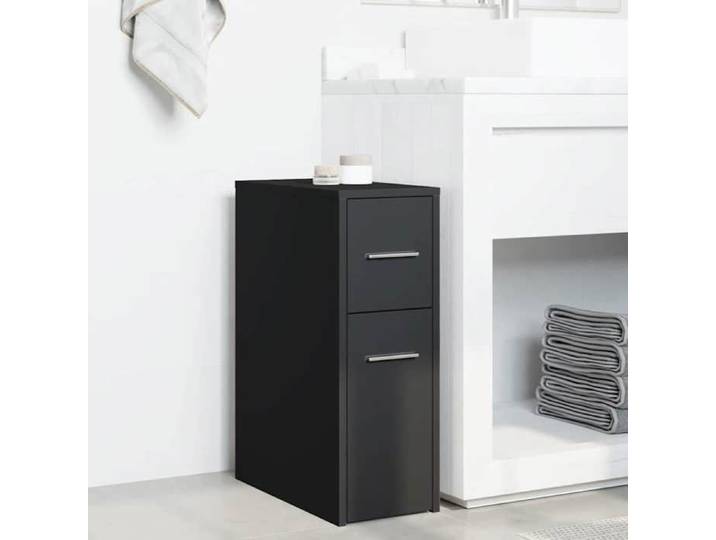 (Vente chaude)Armoire de salle de bain étroite - Placard/Armoire mobile - cabinet de rangement - avec roulettes noir - M285392