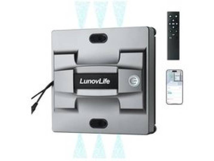 Robot Laveur de Vitre 5600Pa Nettoyeur de Vitres Automatique 6 Buses Réservoir 100ml 4 Modes Détection des Bords Télécommande