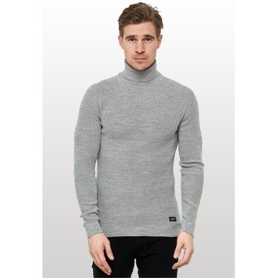 Rollkragenpullover RUSTY NEAL, Herren, Gr. M, grau (hellgrau), 82% Polyacryl, 10% Polyamid, 8% Elasthan, unifarben, normal, hoch geschlossener Ausschnitt, Pullover Rollkragenpullover, mit stilvollem Hochkragen