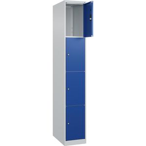 CP-Möbel Schließfachschrank Classic Plus, blau, 4 Fächer, Stahl, 30 x 185cm, mit Zylinderschloss