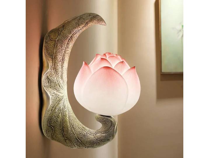 Nordique moderne Lotus applique LED étude escalier salon chambre chevet rétro résine atmosphère lumière décor à la maison éclairage