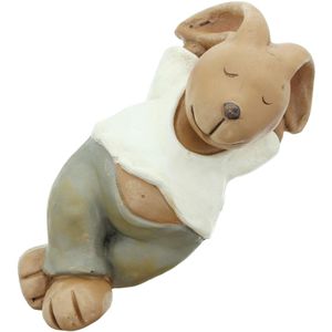 Frank-Flechtwaren Osterdeko 225241, Hase Ruhepause, Hasenfigur aus Polyresin, 30 x 14 cm