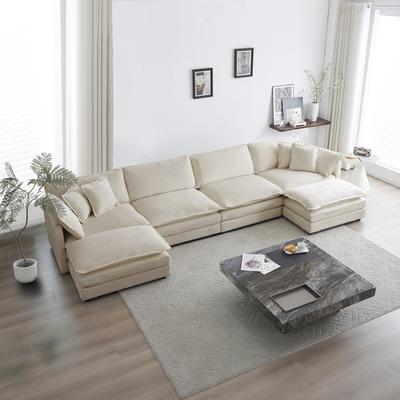 U-Shaped 6 Seater Modular Sofa with 2 Extra Ottomans