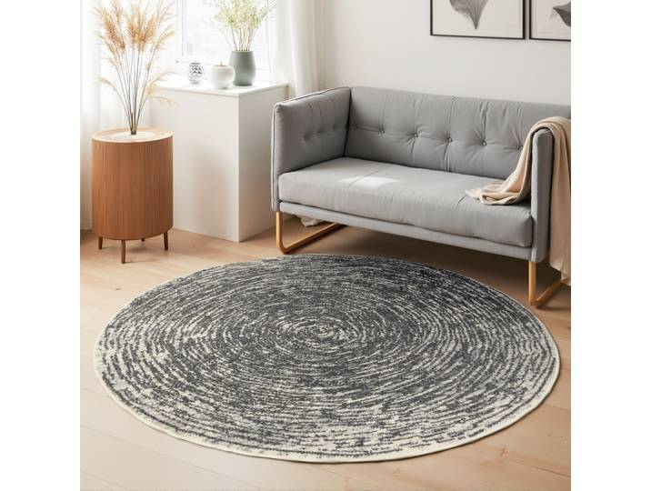 Teppich HANSE HOME Cavallo , beige (creme, grau), H:9mm Ø:160cm, Polypropylen, Teppiche, Teppich, Wohnzimmer, Schlafzimmer, Flur, Kurzflor, meliert, Vintage, weich