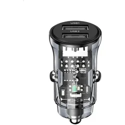 EKO Autoladegerät 15W Doppel USB-A, Auto Adapter, Schwarz, Transparent