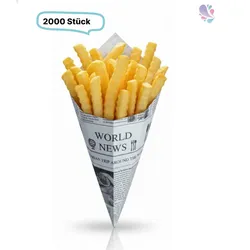 Blanc HYGIENIC Snack-Spitztüten SPAPER 2.000 Stk, Motiv Zeitungsdruck, Pergament-Ersatzpapier, fettdicht, recyclebar : Größe - 250 g (23 cm)