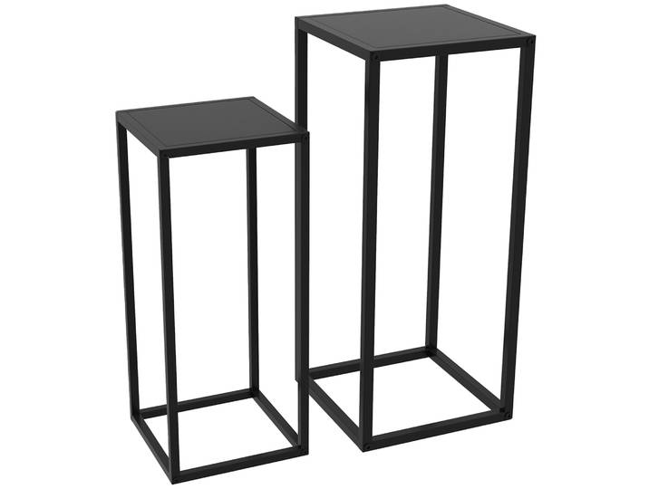 Ensemble de supports pour plantes 2 pièces, tabourets pour plantes avec pieds en acier, design scandinave, supports à fleurs pour jardin, balcon, noir sur place
