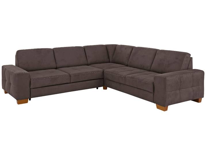 Ecksofa, Luxus-Microfaser, Braun (Nuss), 276×271 cm, Mit Federkern & Sitztiefenverstellung, Klassisch, Home-affaire
