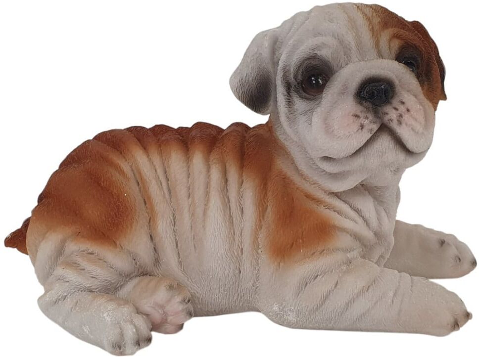 FD Dekofigur Bulldogge liegend 19 x 12 x 10,5 cm braun weiß