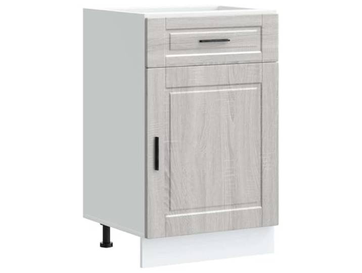 fsahslih Küchenunterschrank 50x46x81,5 cm Porto Grau Sonoma Kompakter Anstellschrank für Küche und Esszimmer mit Schublade, Fach und höhenverstellbaren Füßen für festen Stand.