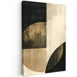 LEINWANDBILD Abstrakt - Geometrische Formen - Schwarz - Gold Deko Groß 90x140 cm