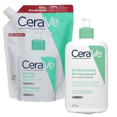 CeraVe Schäumendes Reinigungsgel: pflegender Reinigungsschaum für normale bis fettige Haut 2x473 ml Gel