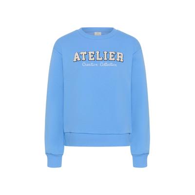 Strickpullover KAFFE "KAFFE Sweatshirt KAgisele", Damen, Gr. S, blau (provence), Pullover Strickpullover
