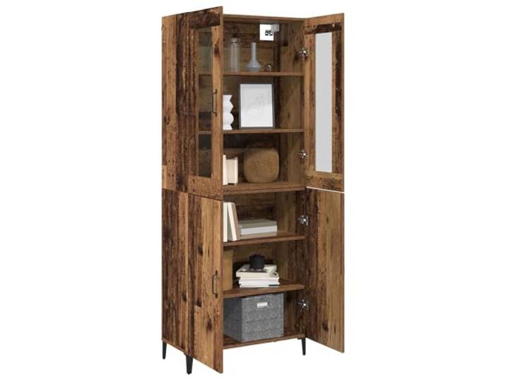 KTHLBRH Sideboard 2 Stück Altholz Mehrschichtholz 180 cm 4 Reißverschlusstüren, D-Griffe, 120 kg Kapazität, einfache Montage, für Wohnzimmer oder Esszimmer