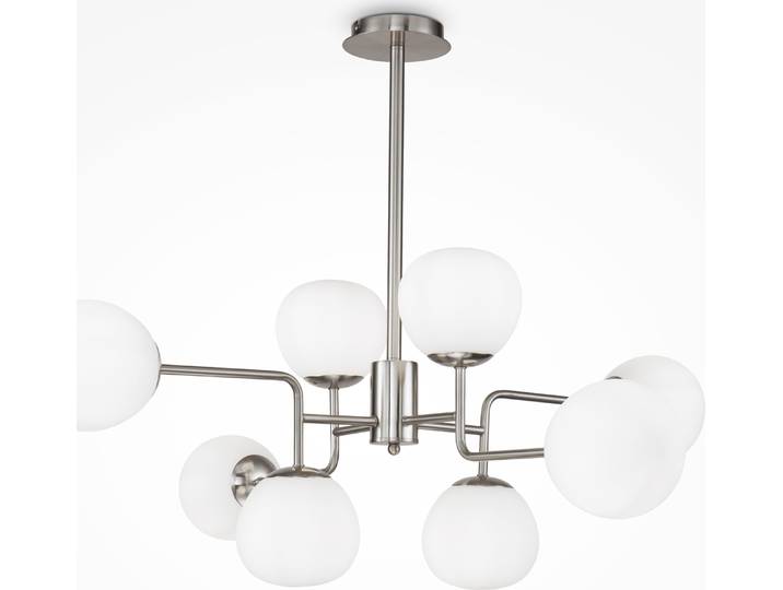 Lustre\, 8 flammes\, métal\, nickel\, hauteur réglable
