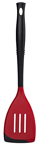 Le Creuset Revolution Slotted Turner Cerise en Le Creuset Professional Flex Bakspatel Black-cerise